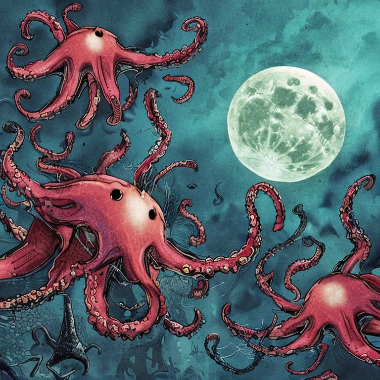 Rough streets a drowned moon a flock of flying octopi3