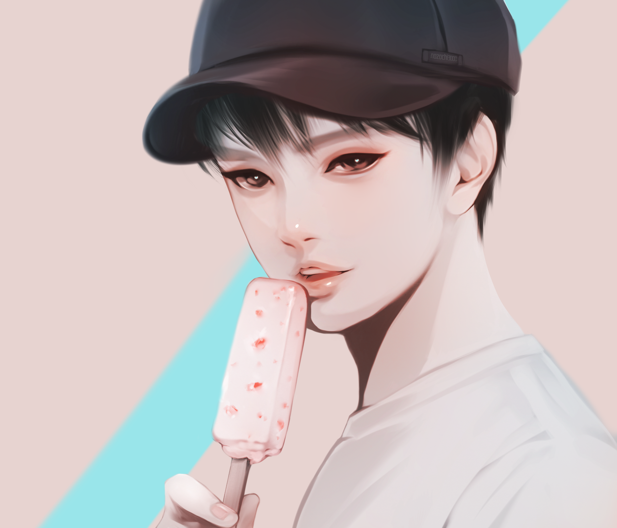 アイスを食べる少年