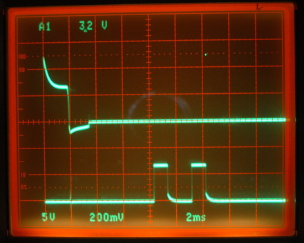 通電波形と弾速測定波形