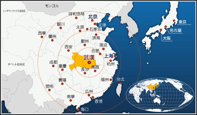 中国武漢地図